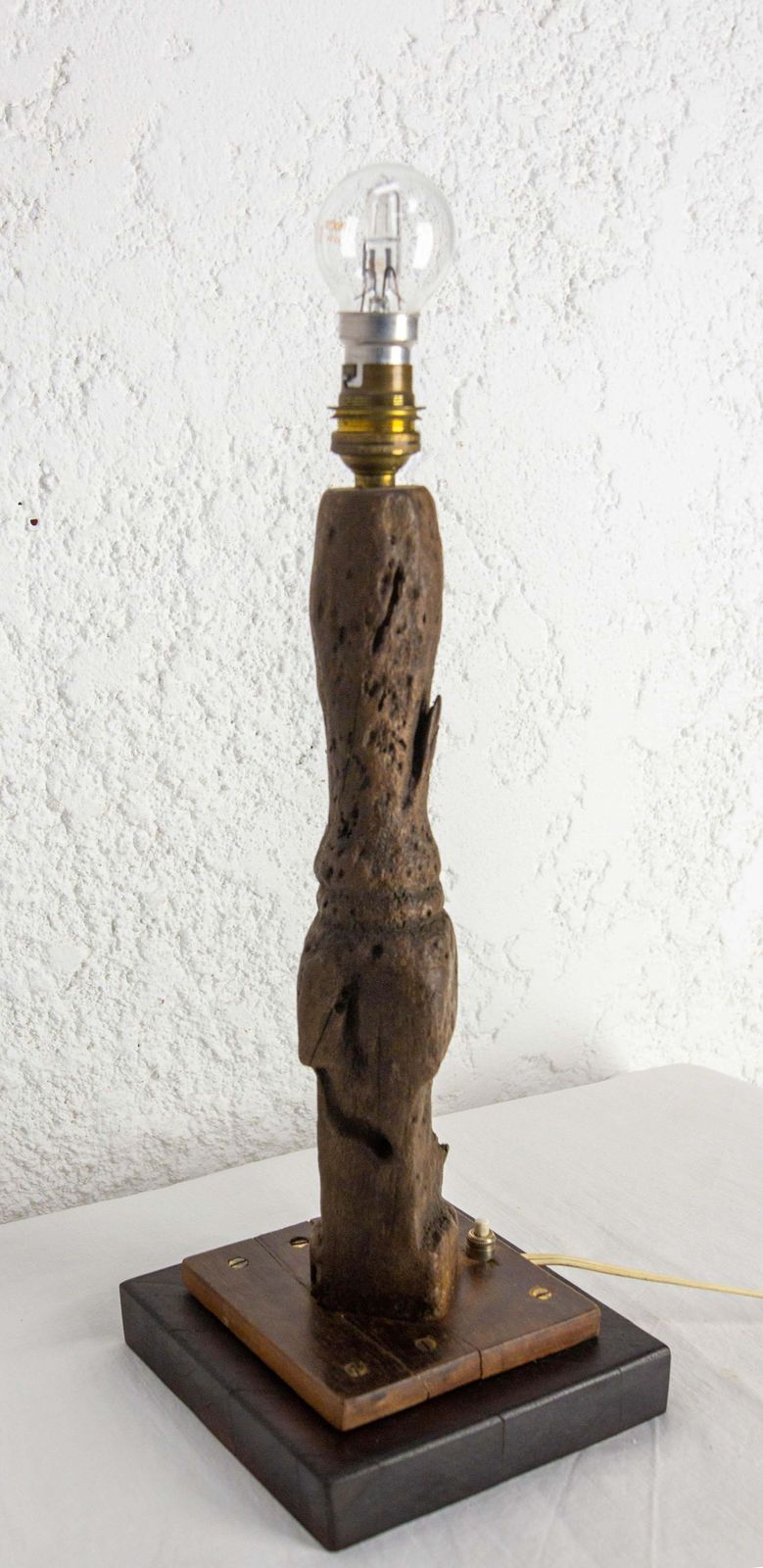 French Antique Table Lamp Made With A Boat Wood Rudder, Late 19th Century photo 468.0