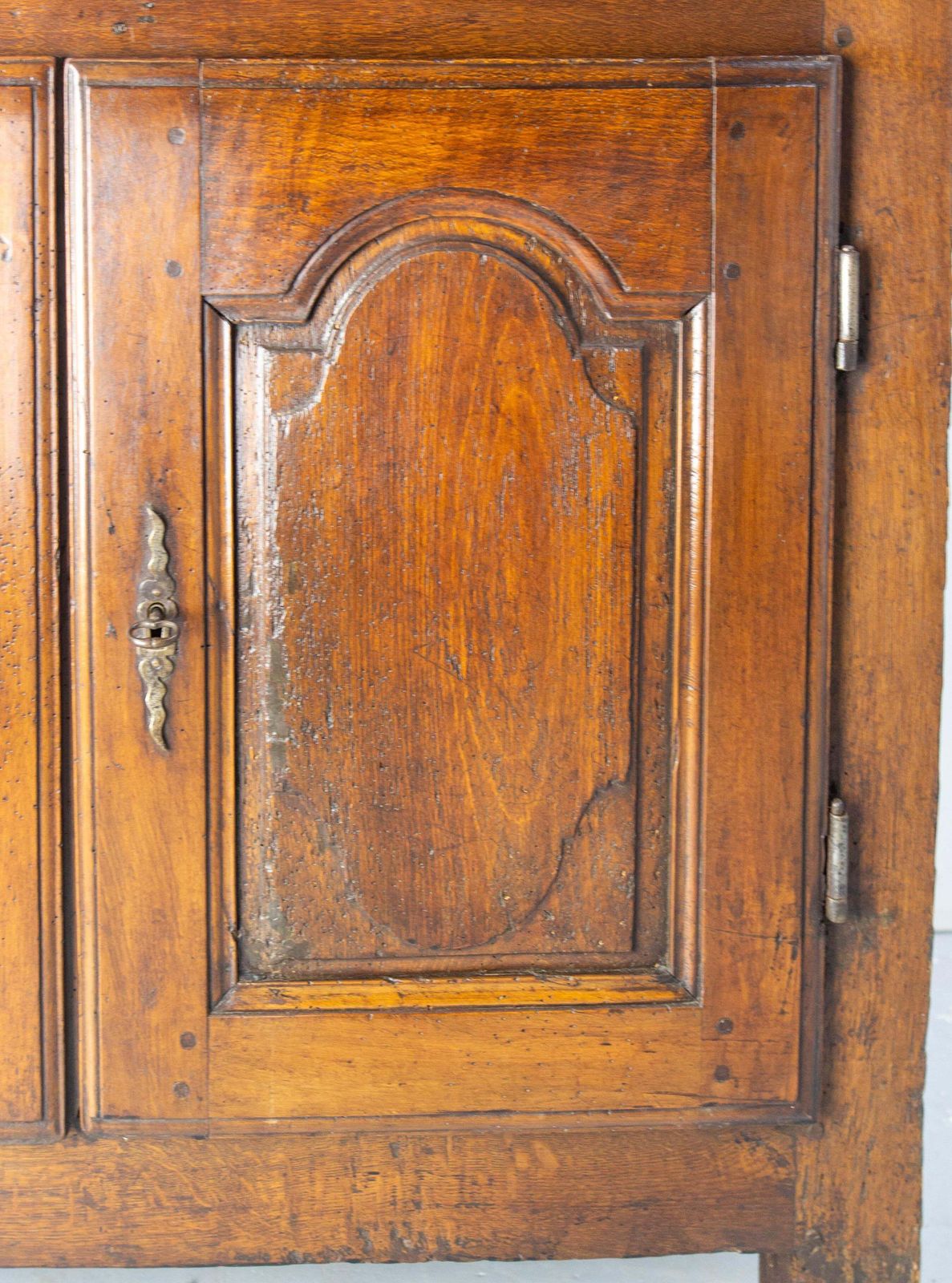 French Antique Oak & Wrought Iron Buffet Country Style 18th Century photo vintage