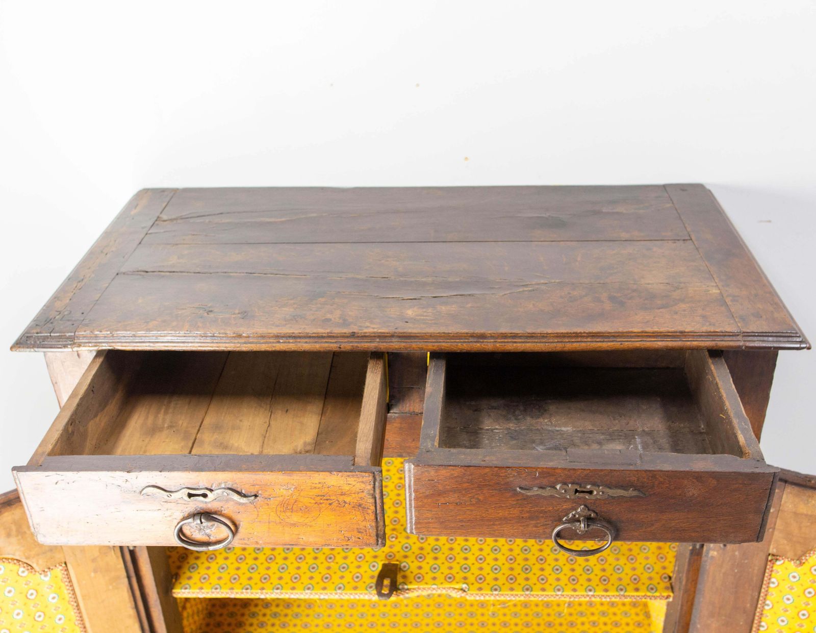 Furniture French Antique Oak & Wrought Iron Buffet Country Style 18th Century photo