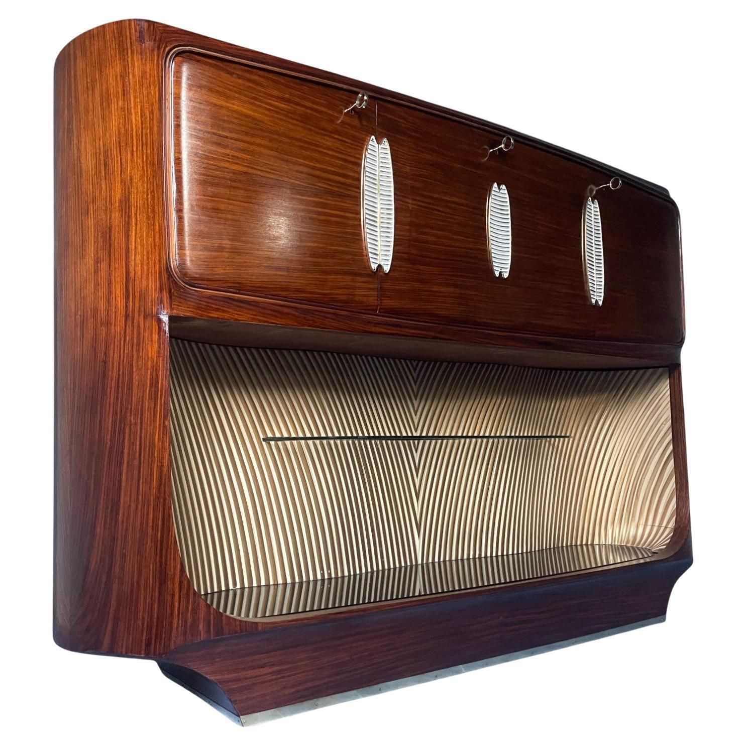 Italian Mid Century Teak Sideboard Or Bar Cabinet Designed Vittorio Dassi, 1950s photo for sale