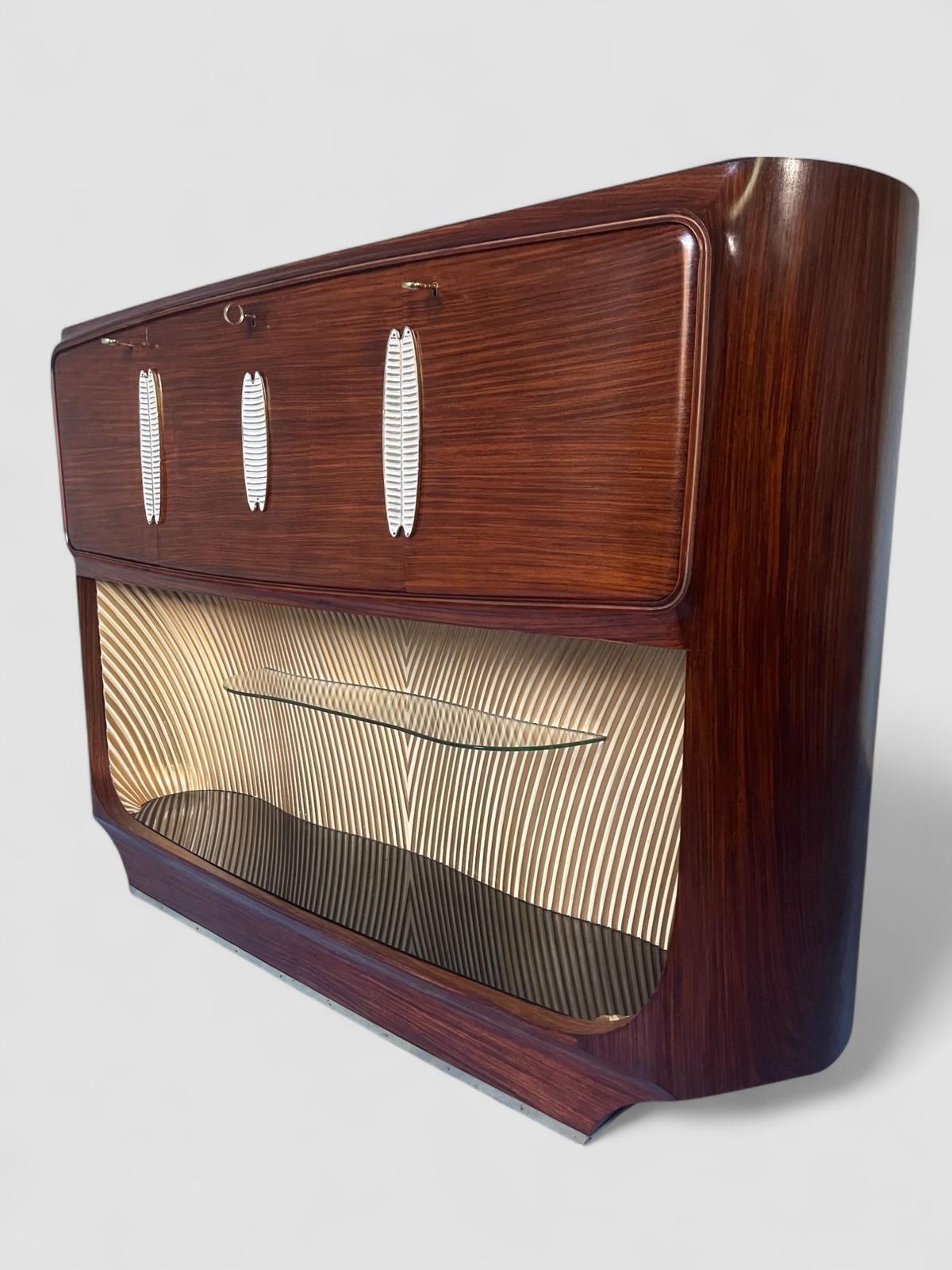 Italian Mid Century Teak Sideboard Or Bar Cabinet Designed Vittorio Dassi, 1950s photo vinterior