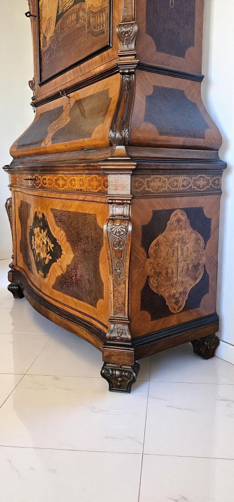 Italian Midcentury Sideboard Or Trumeau Inlaid By Pietro Ferrario, Italy 1946 photo vinterior