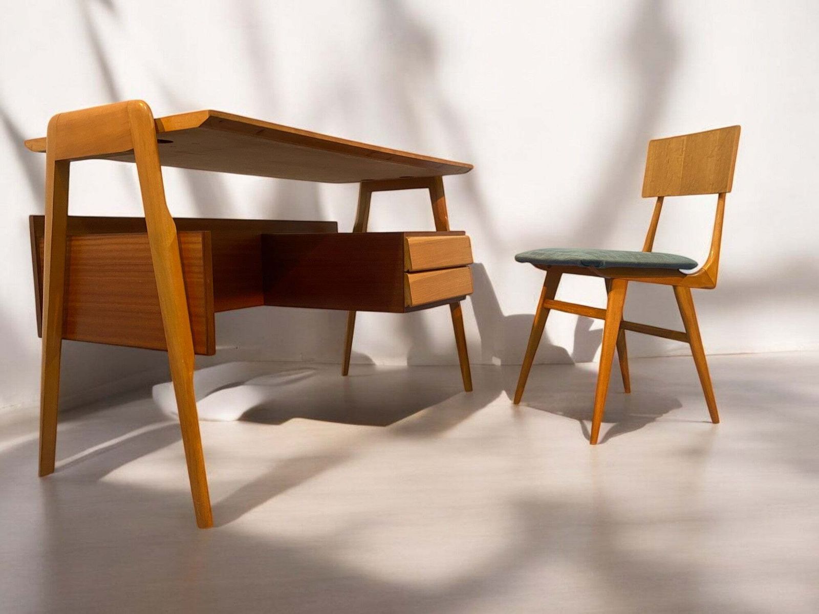 Italian Mid Century Table Desk And Chair Designed By Vittorio Dassi In 1950s