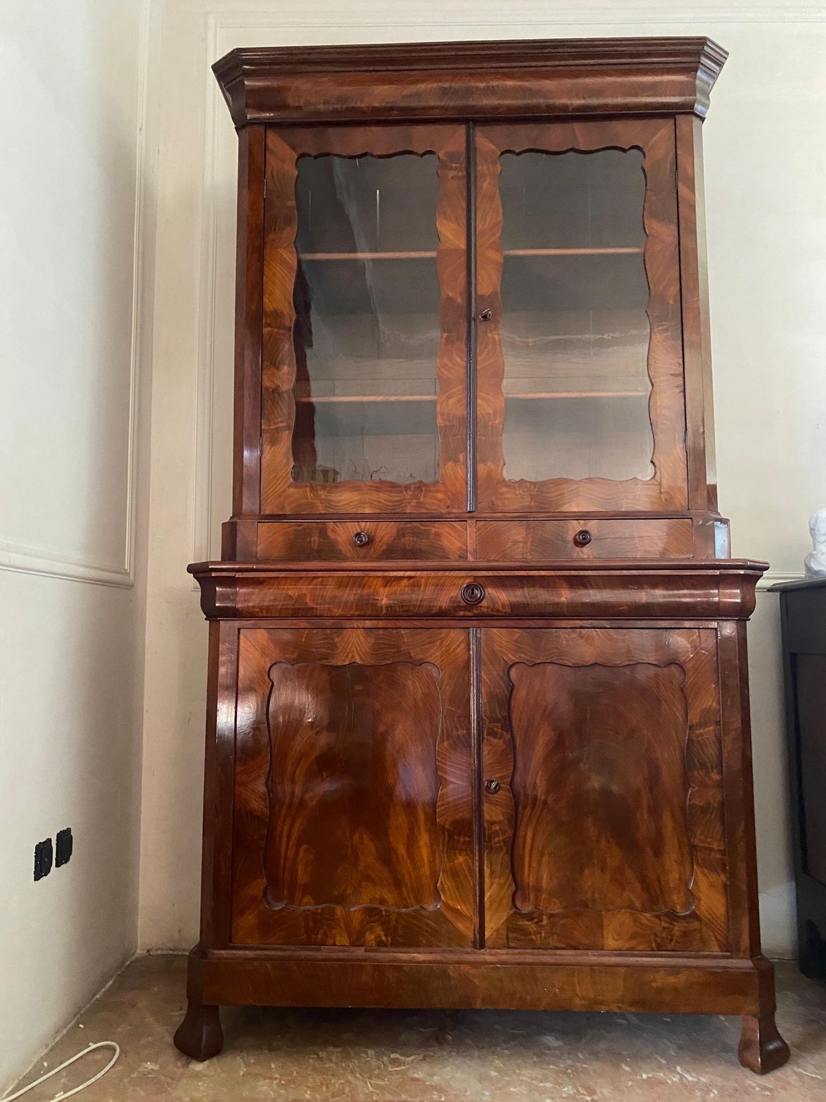 Antica Credenza Vetrina Biblioteca Francese Epoca Luigi Filippo 1860 photo for sale
