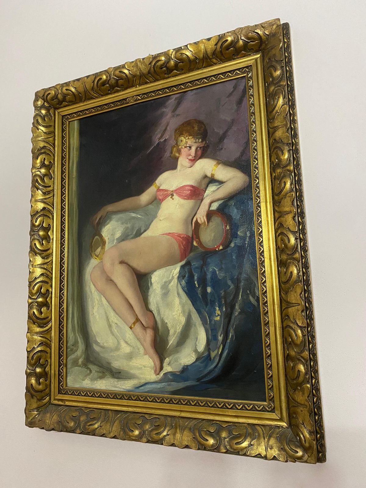 photo for sale Antico Dipinto A Olio Art Deco "Danzatrice" Firmato Szantho Maria, Ungheria 1940