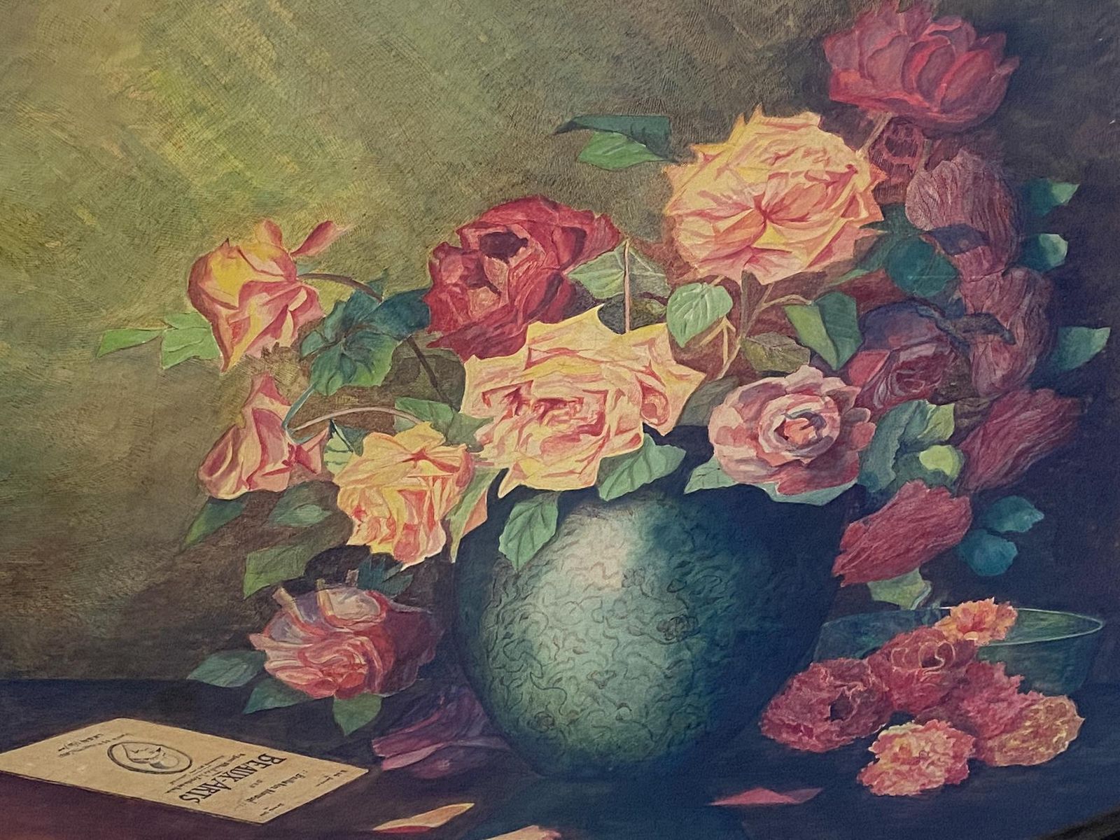 Antique Watercolor Painting "Vase Of Flowers" Signed Elie Camoisson, France 1931 photo for sale