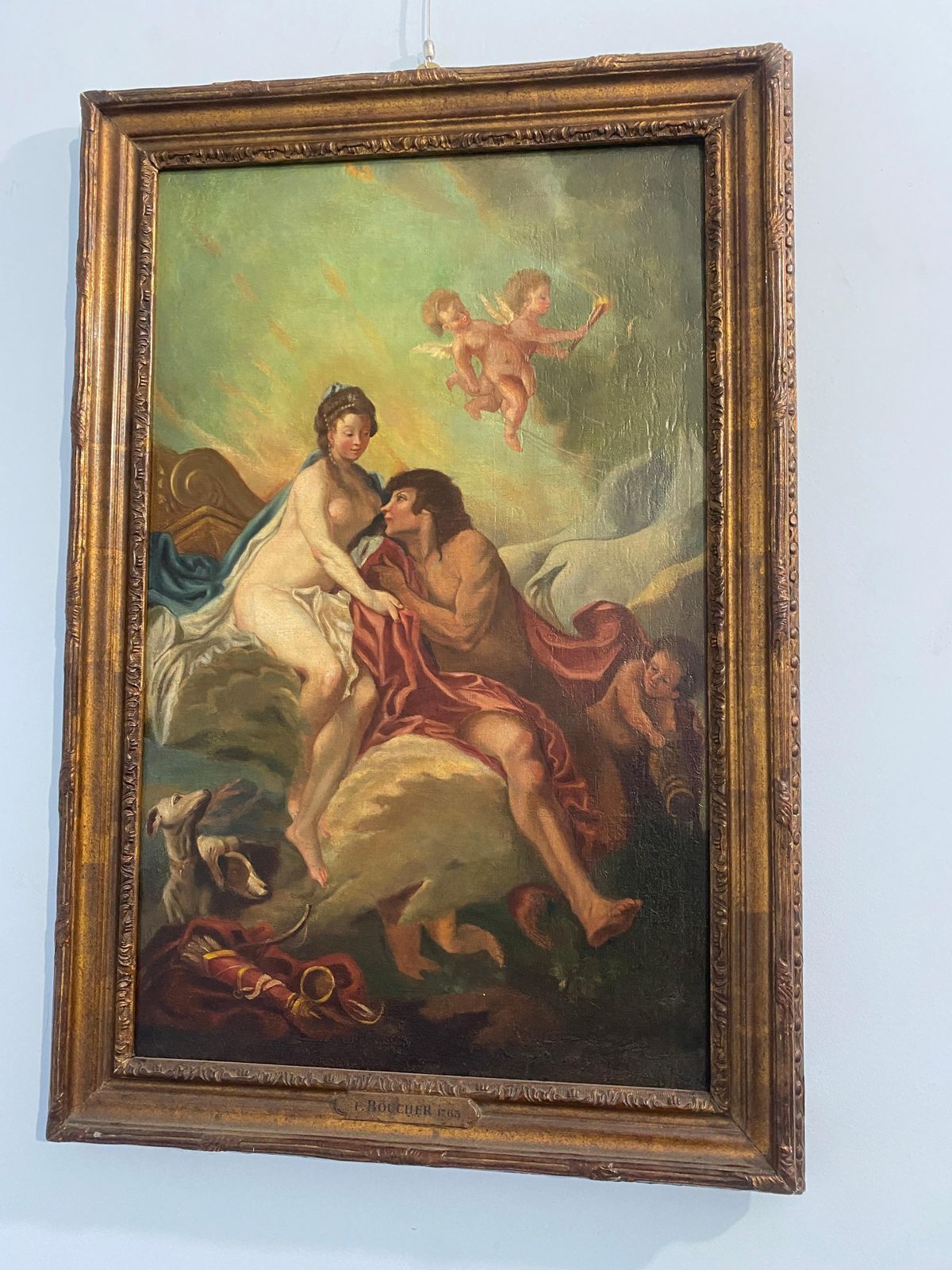 Antico Dipinto A Olio Francese Del Secolo XVII "Nello Stile Di Francois Boucher photo furniture