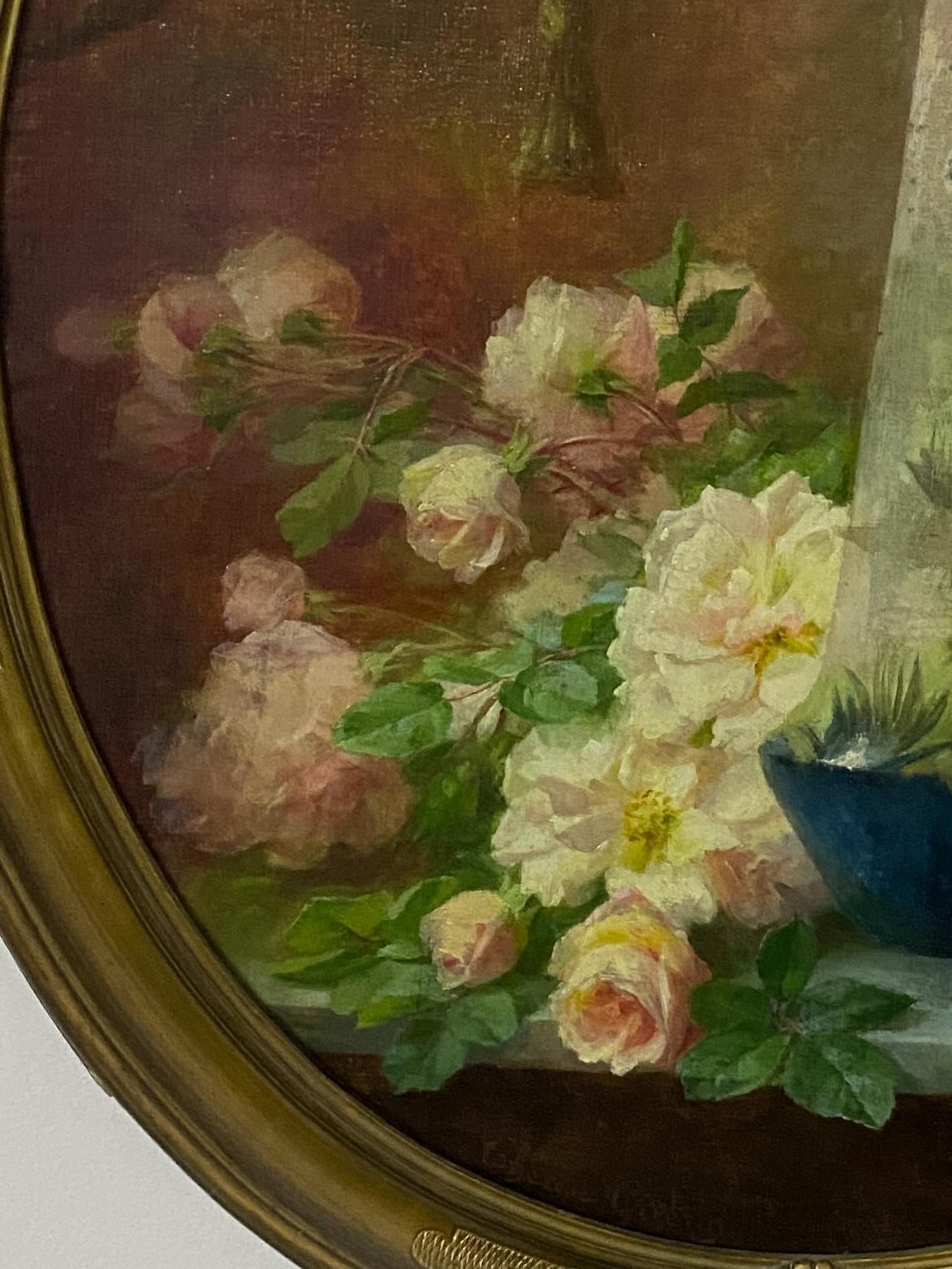 Antico Dipinto A Olio "Natura Morta Con Fiori" Firmato Guerin Therese Inizio 900 photo 1770.0