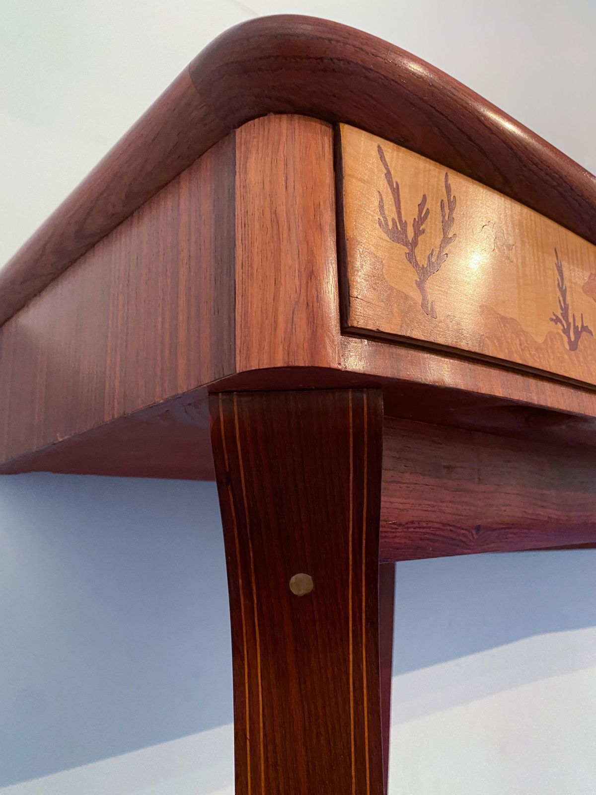 photo buy Italian Midcentury Inlaid Console With Mirror By Andrea Gusmai, 1950s