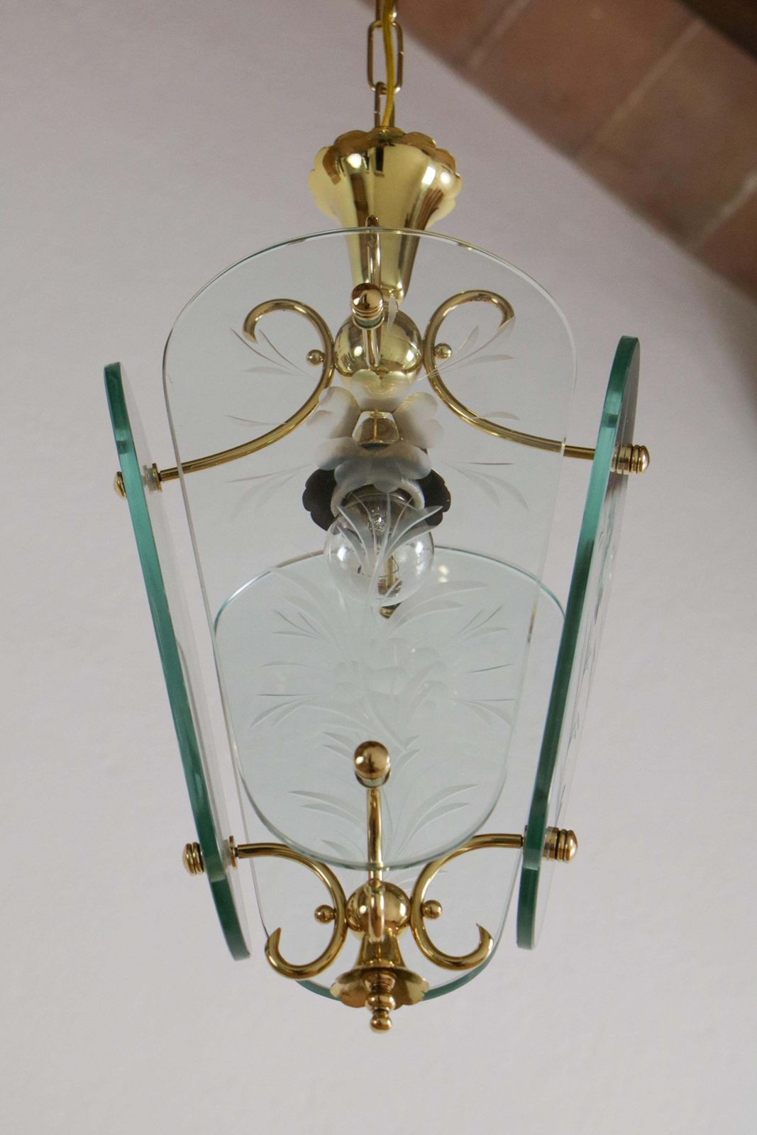Italian Mid Century Lantern Or Pendant Lamp Attributed To Luigi Brusotti, 1940s photo for sale