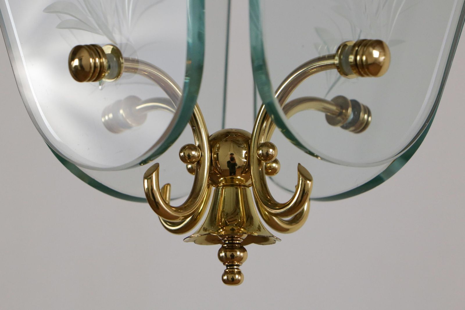 photo for sale Italian Mid Century Lantern Or Pendant Lamp Attributed To Luigi Brusotti, 1940s