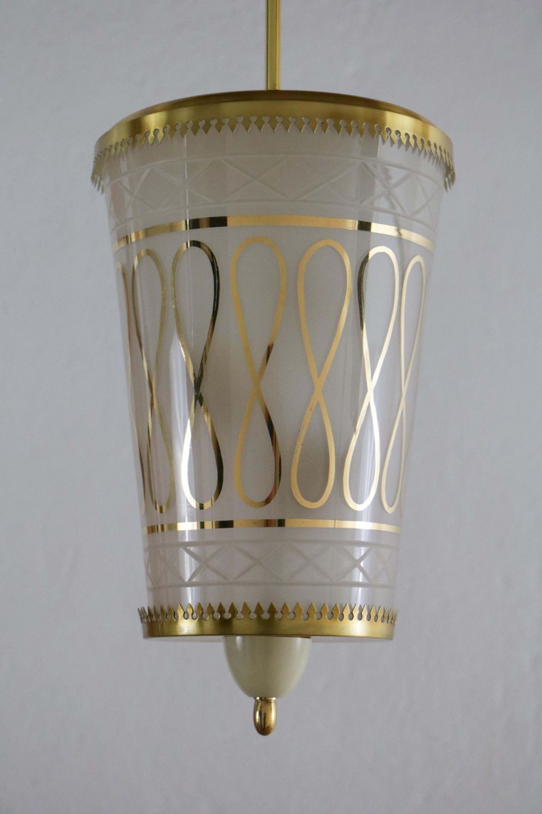 Italian Mid Century Suspension Lamp  In The Manner Of Fontana Arte, 1940s photo for sale