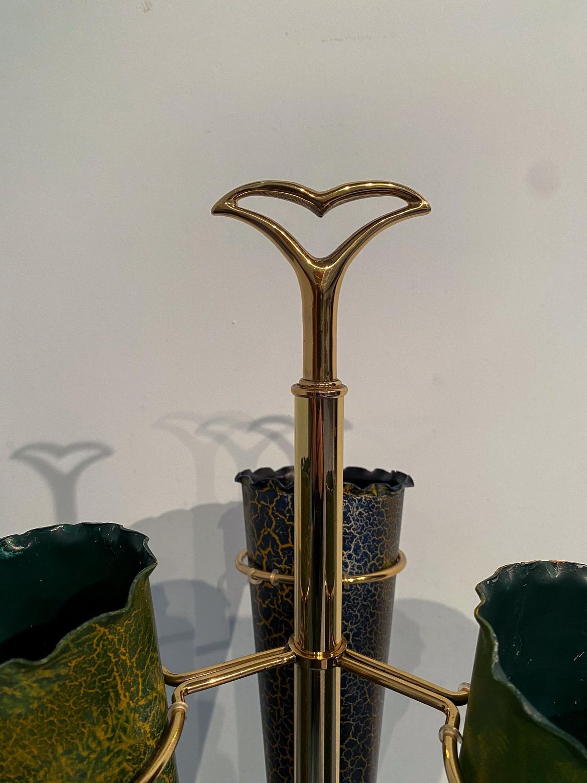 Italian Mid Century Green Color Umbrella Stands "Cracked Effect", 1950s photo Home Decor