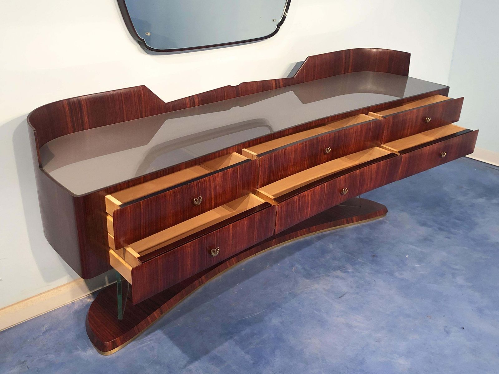 photo furniture Italian Mid Century Sideboard Dresser With Mirror By Vittorio Dassi, 1950s
