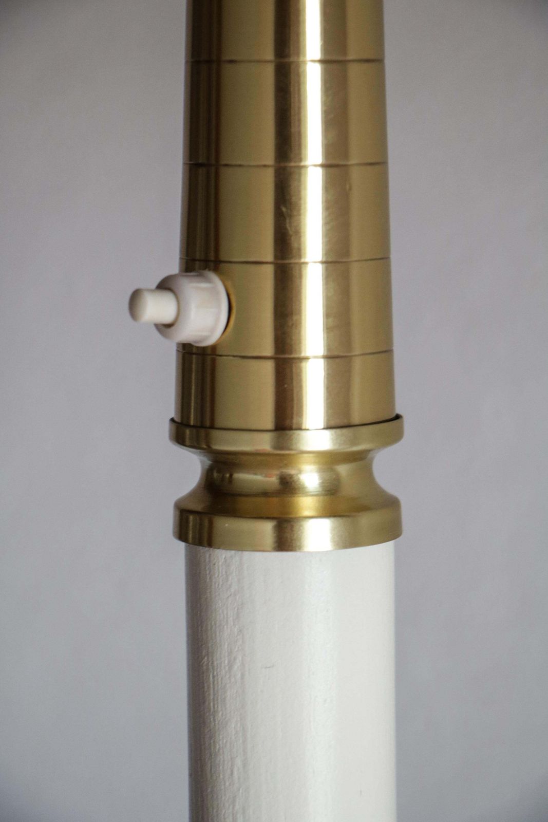 photo for sale Italian  Ash Wood Polished Brass Lamp Floor Attributed To Pietro Chiesa  1940s