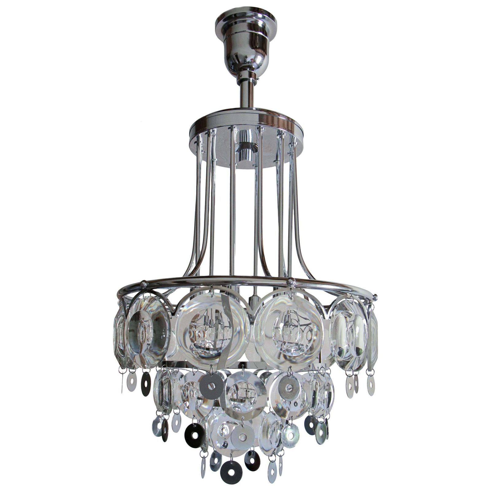 Italian Chromed Chandelier Attributed To Oscar Torlasco, 1970s photo furniture