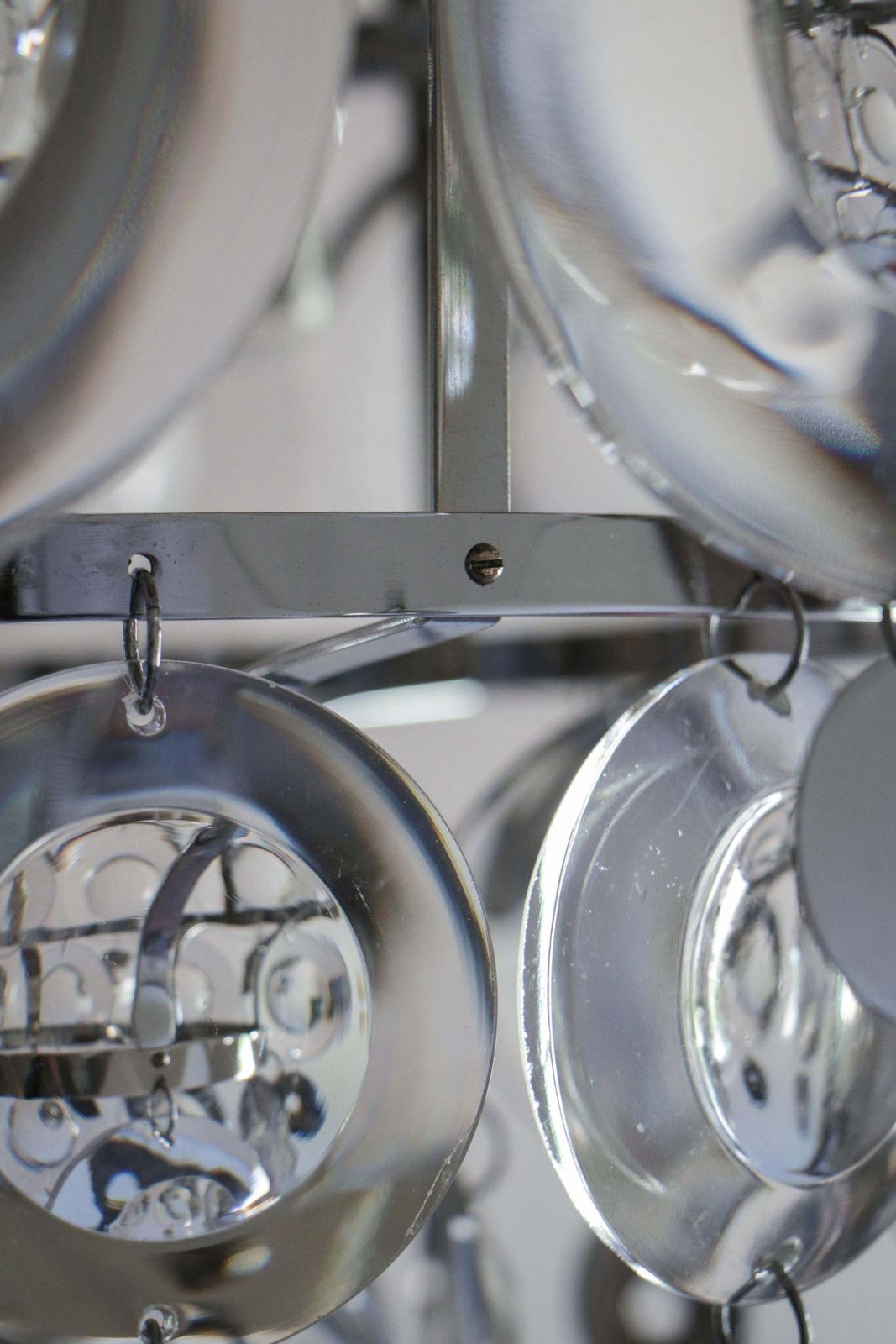 photo for sale Italian Chromed Chandelier Attributed To Oscar Torlasco, 1970s
