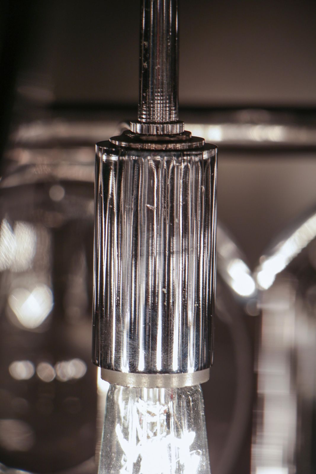 photo vintage Italian Chromed Chandelier Attributed To Oscar Torlasco, 1970s