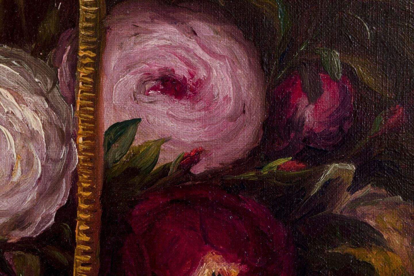 Danish Painter. Oil On Canvas. Still Life With Roses In A Basket.. Late 19th C. photo vinterior