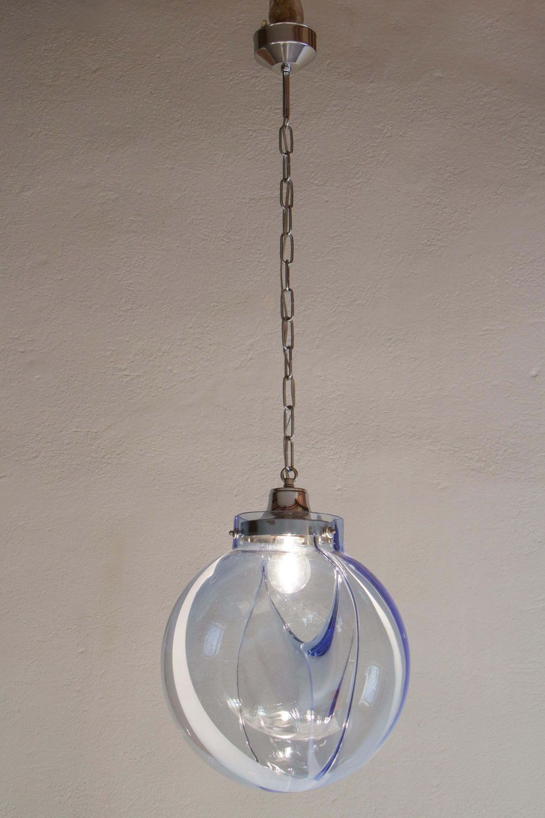 Italian Mid Century Murano Ball Glass Pendant Lamp By Toni Zuccheri, 1960s photo Lighting