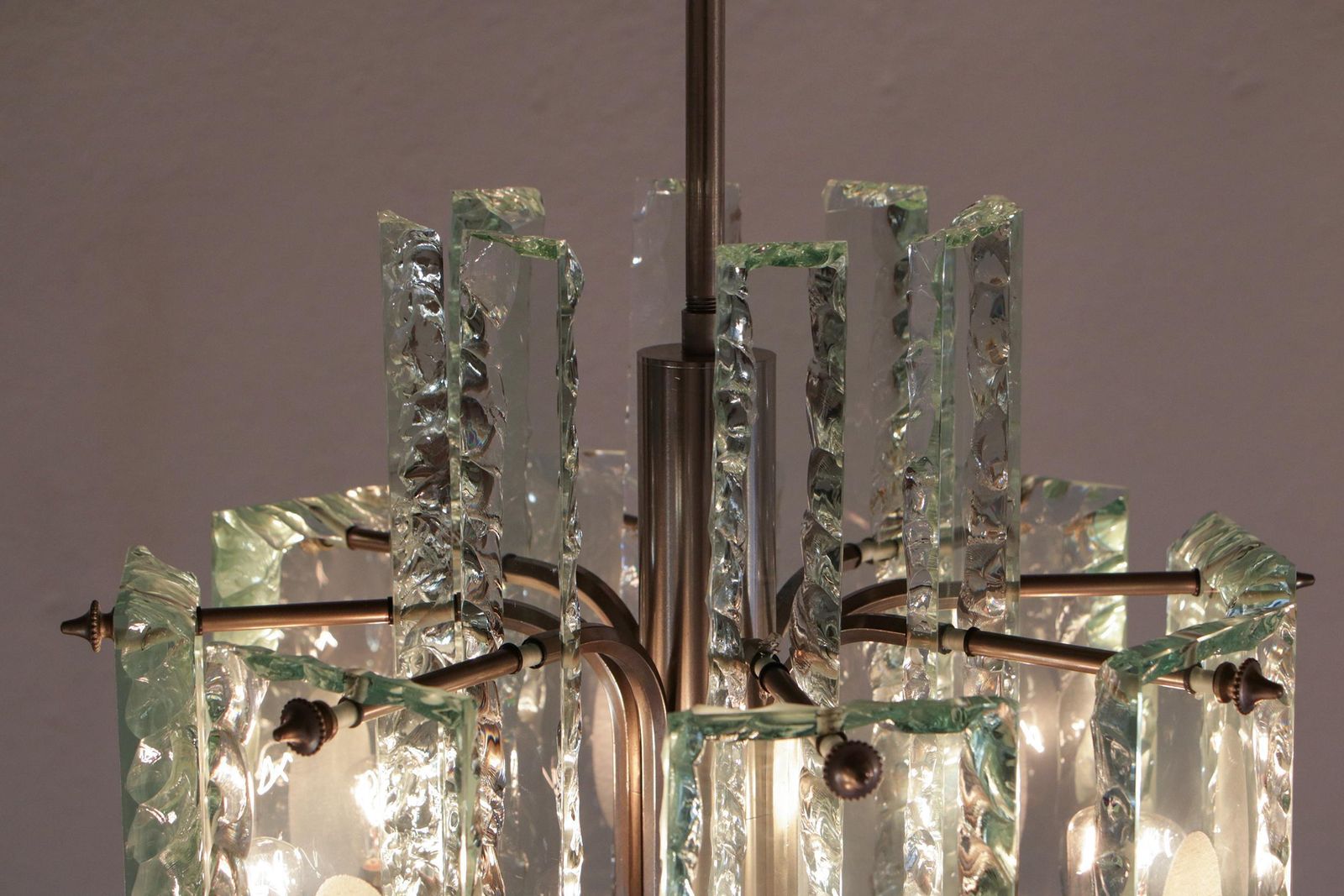 Italian Mid Century  Chandelier Attributed To Fontana Arte  , 1950s photo vintage