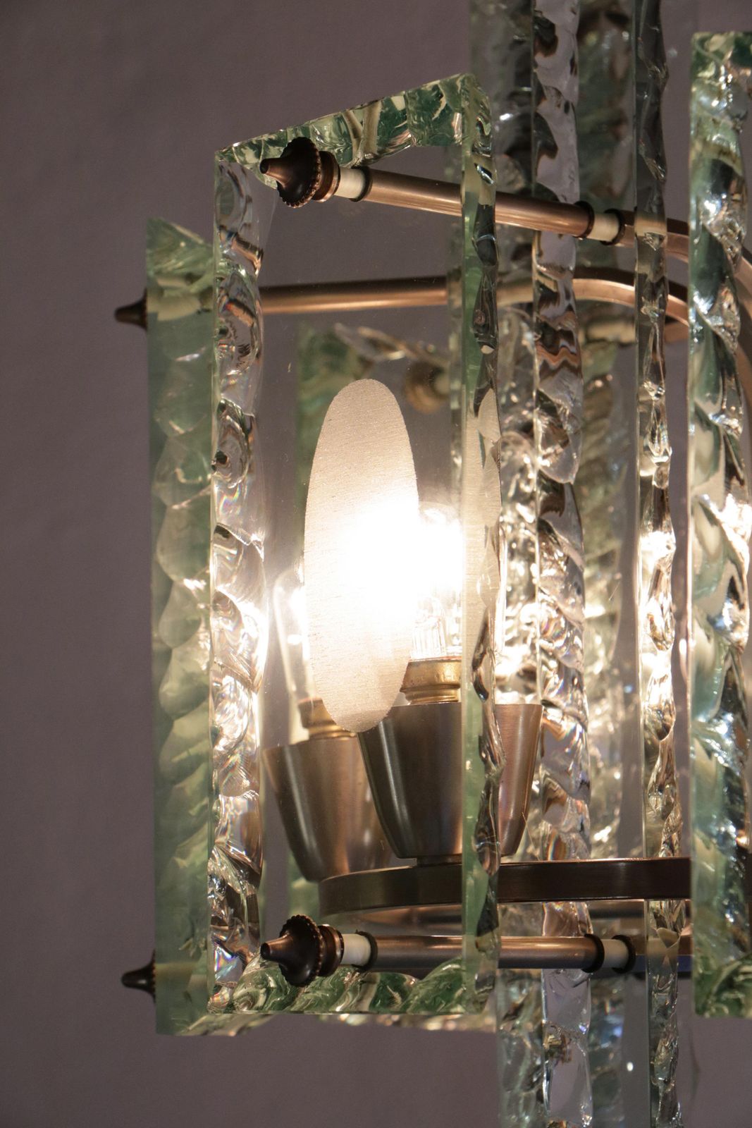 photo for sale Italian Mid Century  Chandelier Attributed To Fontana Arte  , 1950s