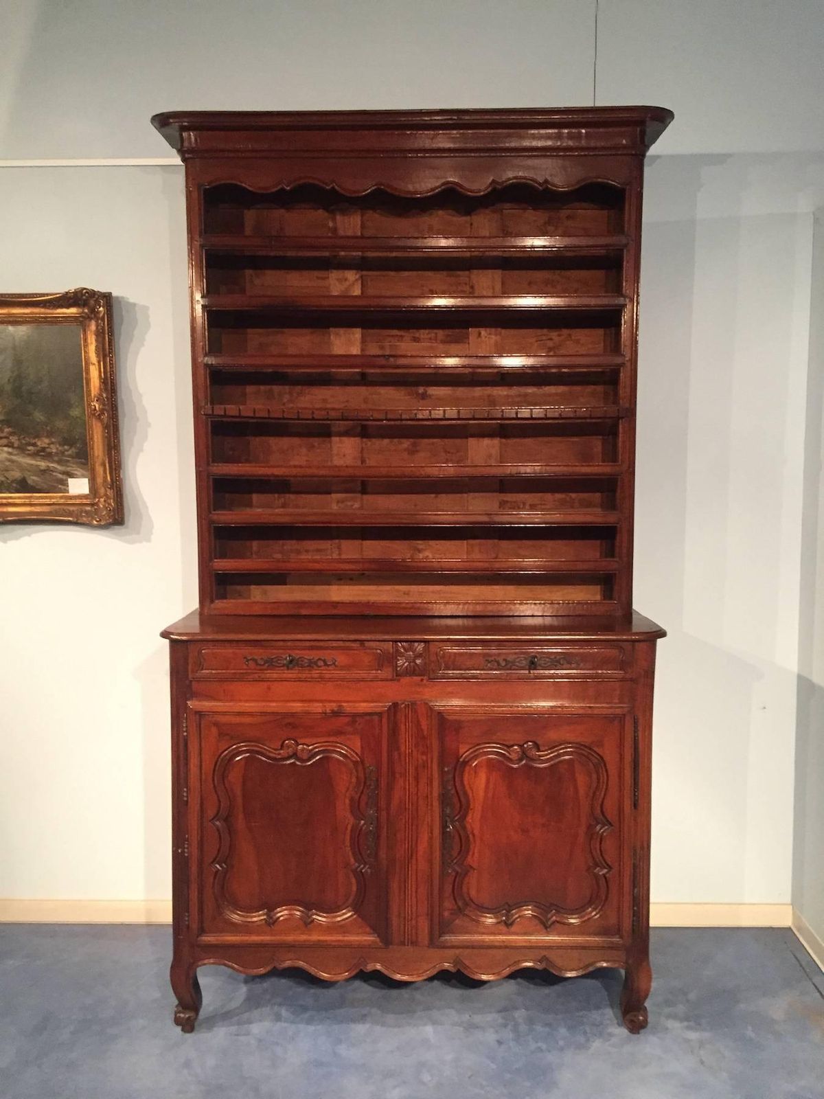 18th Century Italian Louis XV Carved Walnut Sideboard Plate Rack photo furniture