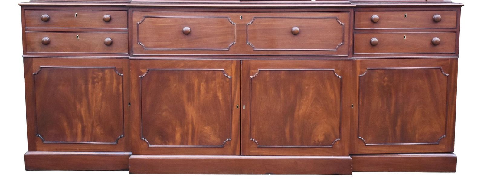 English George III Mahogany Secretaire Breakfront Bookcase photo for sale