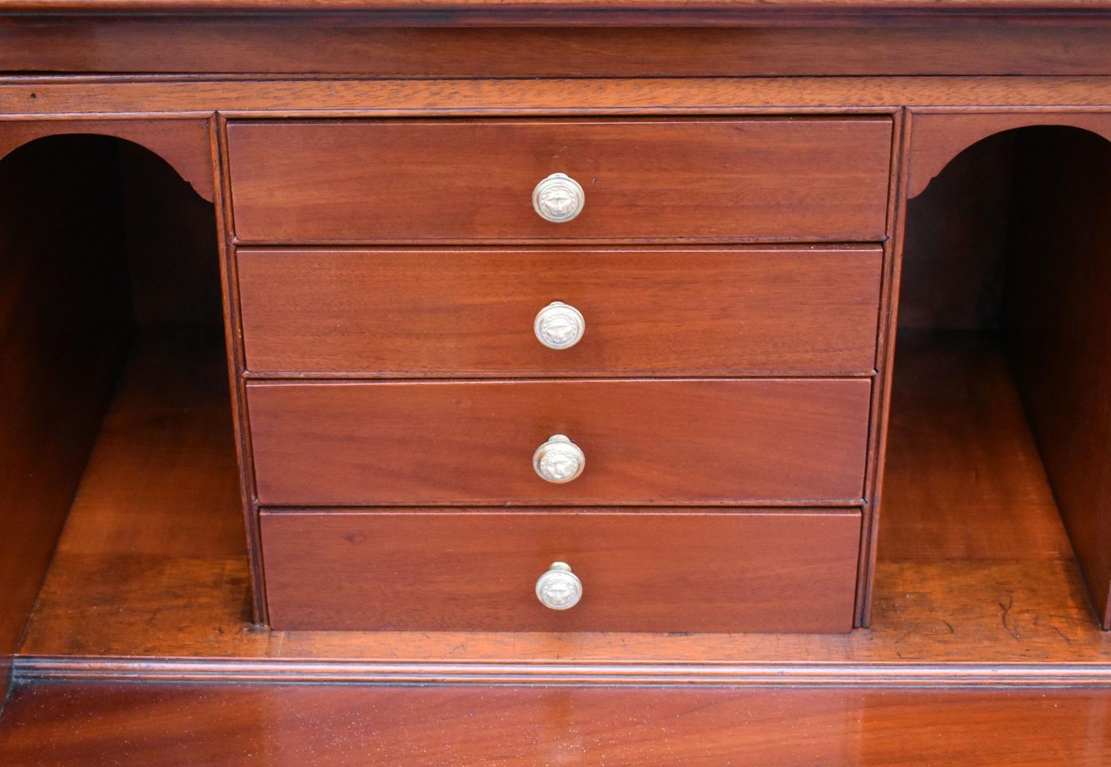 12745.0 English George III Mahogany Secretaire Breakfront Bookcase photo