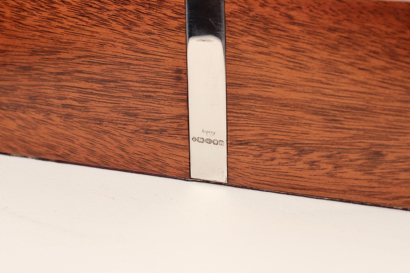 Asprey London Silver Banded Rosewood Humidor With Key And Hygrometer 2005 photo for sale