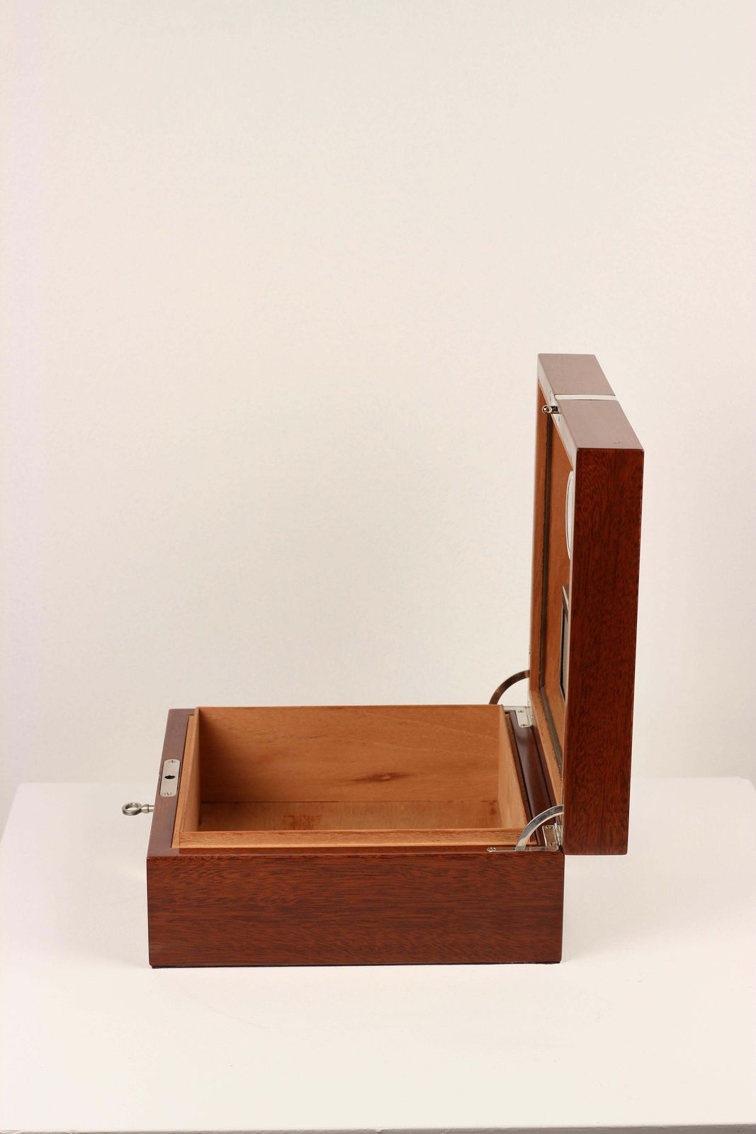 Asprey London Silver Banded Rosewood Humidor With Key And Hygrometer 2005 photo vintage