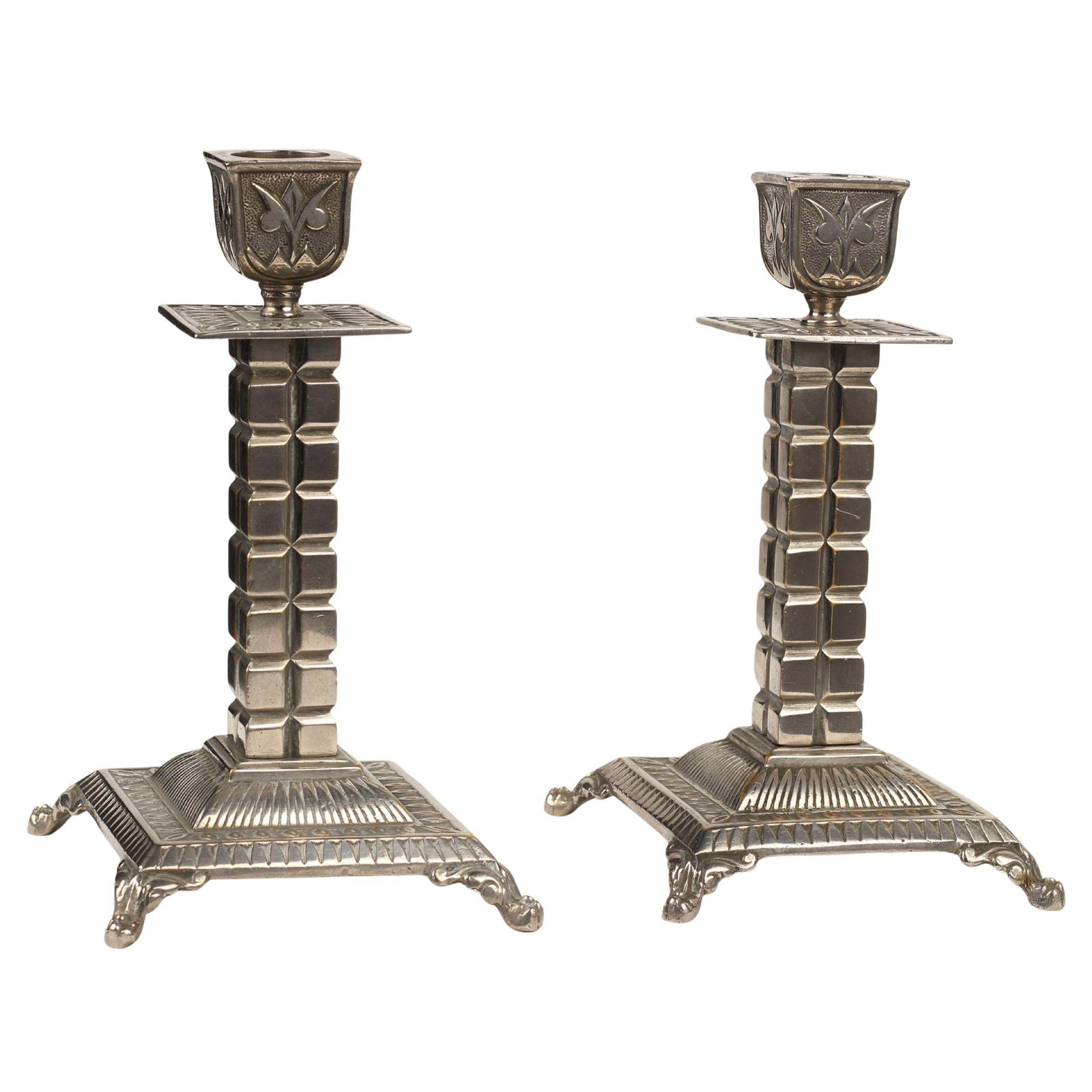Silver Plated Candlesticks By William Tonks And Sons, Late 19th Century