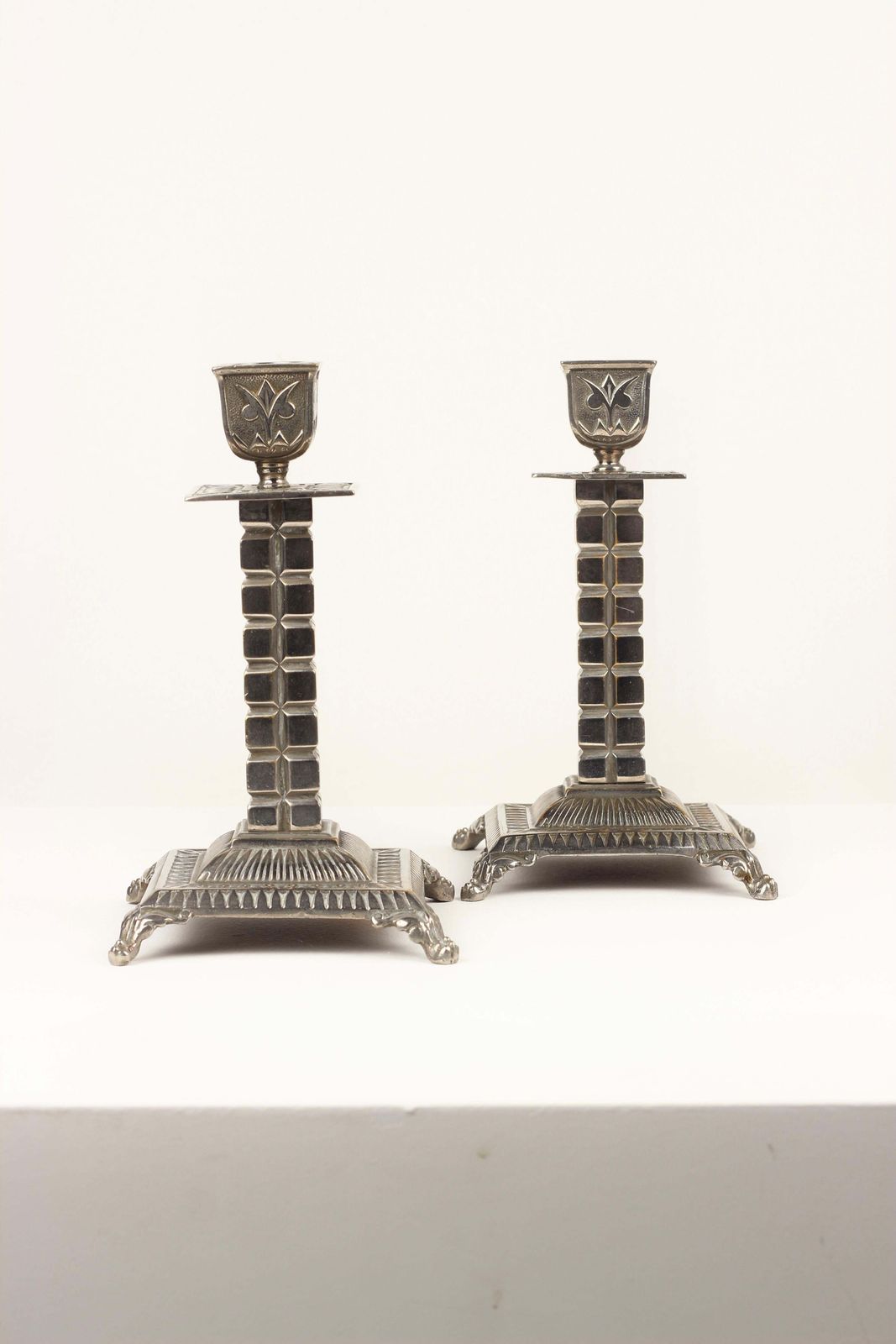 Silver Plated Candlesticks By William Tonks And Sons, Late 19th Century photo vinterior