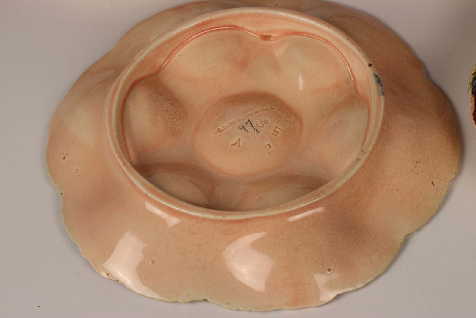 19th Century Sarreguemines Majolica Seaweed And Shell Barbotine Oyster Plate photo buy