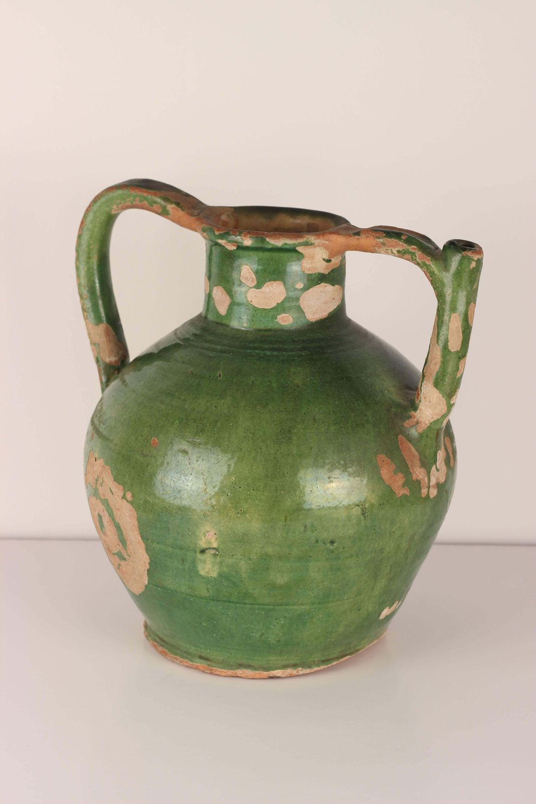 Antique French Glazed Terracotta Water Spout Jug   Authentic Southern France photo 367.0