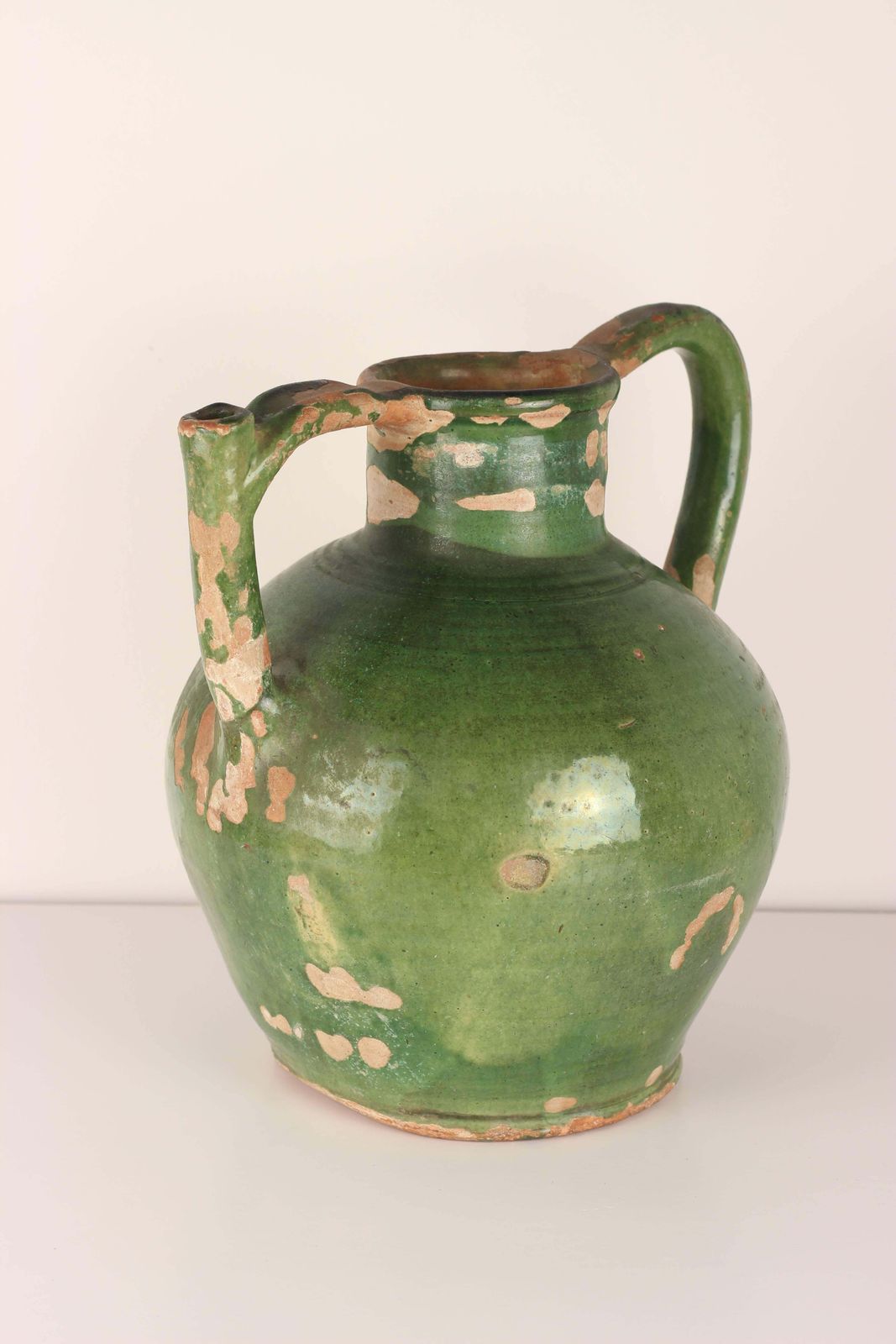 Antique French Glazed Terracotta Water Spout Jug   Authentic Southern France photo vinterior