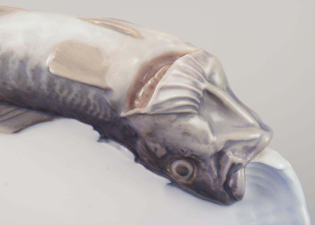 Rare Royal Copenhagen Art Nouveau Porcelain Dish With Codfish In Relief photo for sale