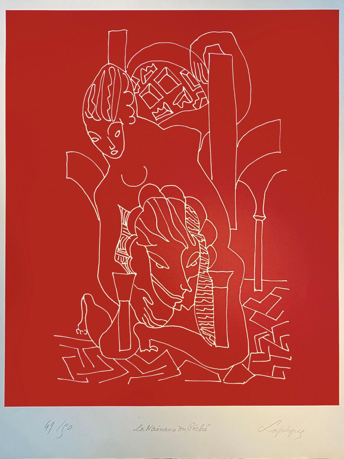 Charles Lapiquecharles Lapique  "La Naissance Du Péché"  Original Lithograph photo furniture