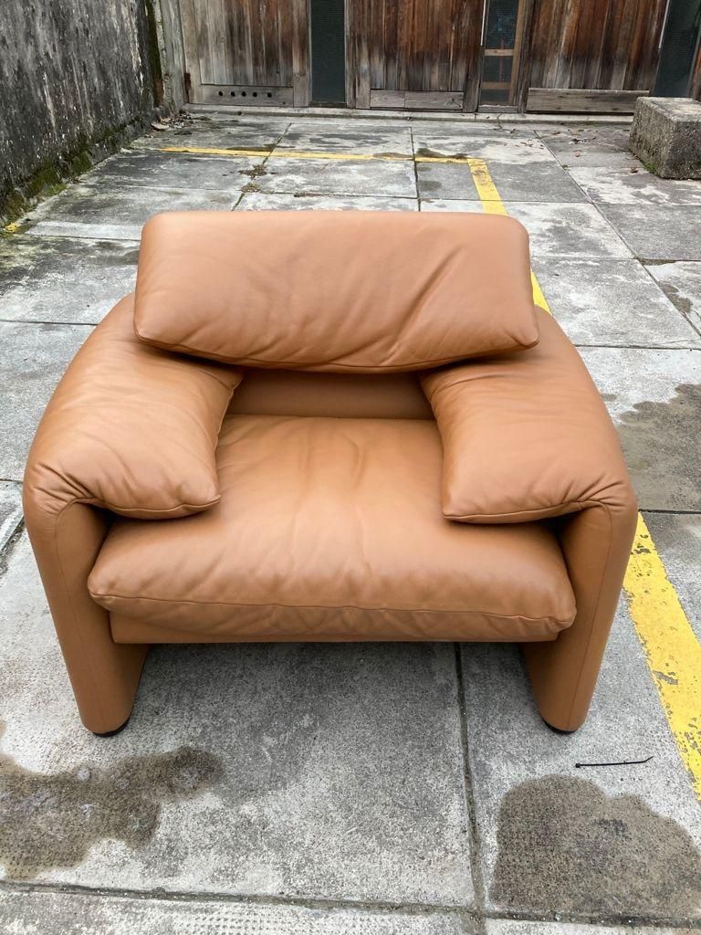 Cognac Leather Maralunga Armchair By Magistretti For Cassina, Italy Ca. 1970s photo furniture
