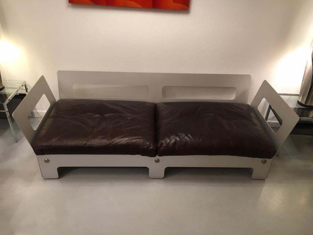 photo buy Sigurd Ressell Vintage Leather And Anodised Aluminum Sofa For Vatne Mobler 1968