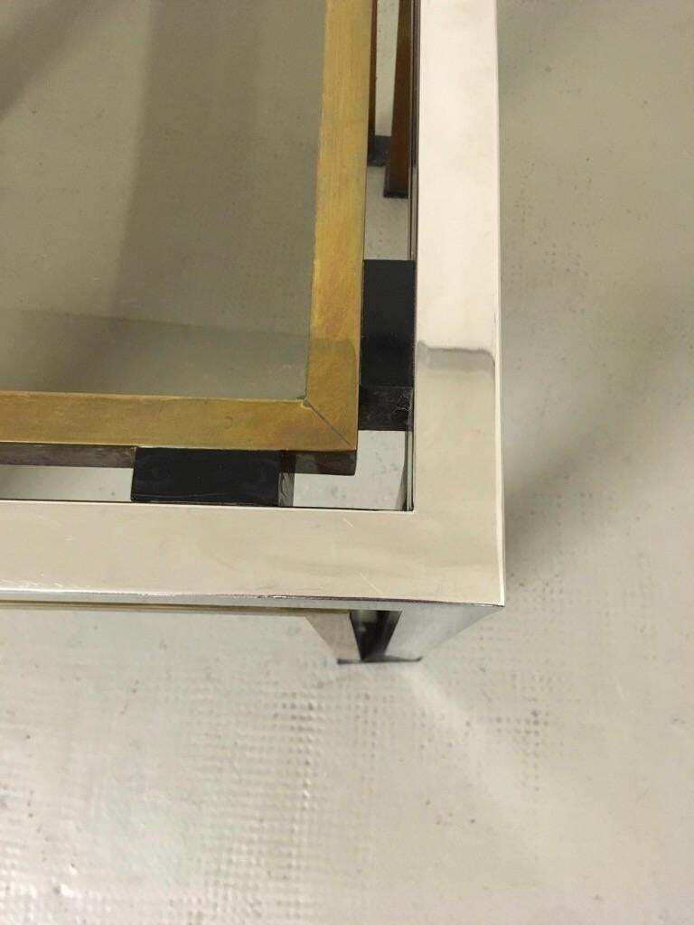 Romeo Rega Brass, Chrome And Tinted Glass Side Table, Italy, 1970s photo buy