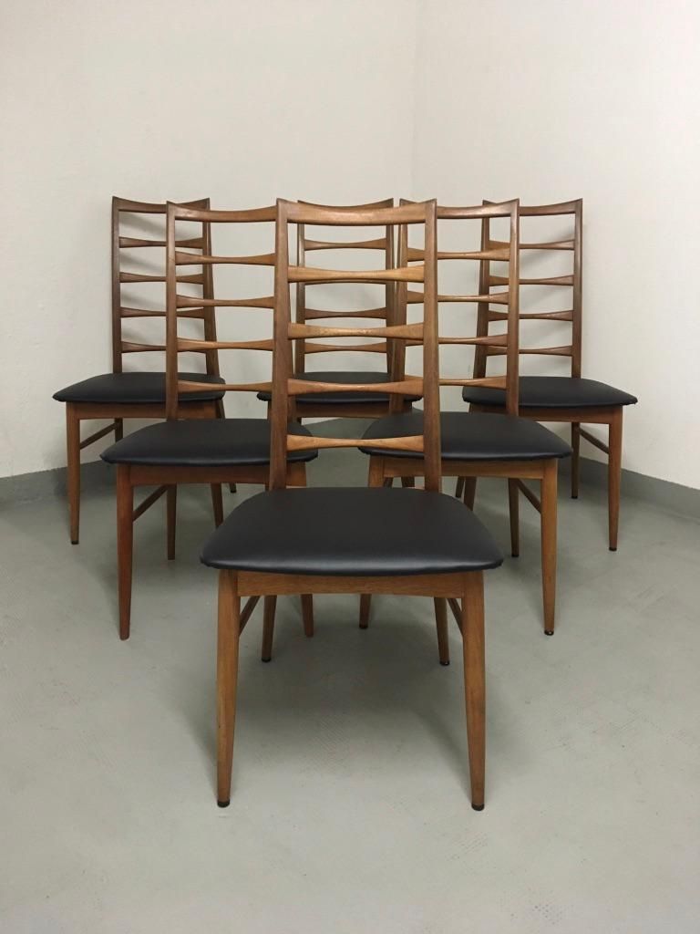 Set Of Six Teak Ladder Dining Chair By Niels Koefoed, Denmark, Circa 1960 photo furniture