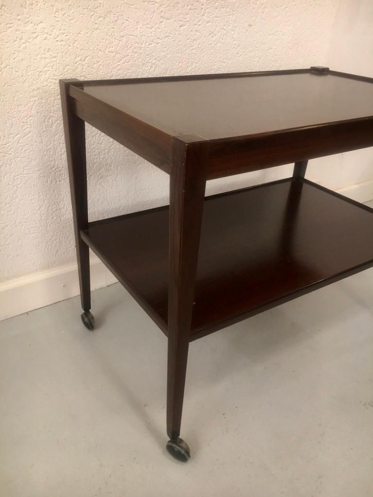Rosewood Bar Cart By Kvalitet Form Denmark, Circa 1960 photo for sale