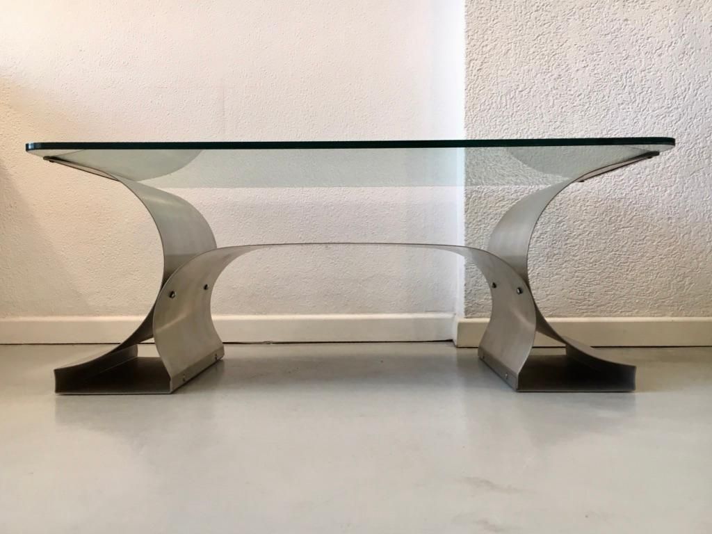 Stainless Steel Coffee Table By François Monnet Produced By Kappa, France 1970's photo furniture