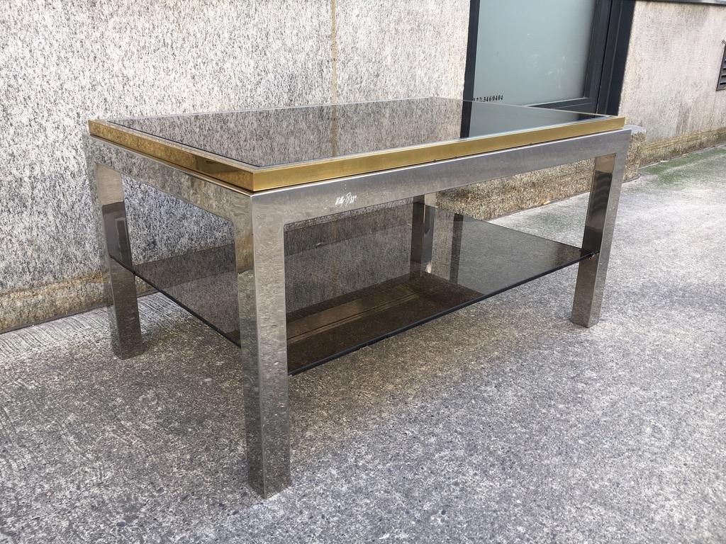 Signed "Flaminia" Side Table By Willy Rizzo, Italy, Circa 1970s photo vintage