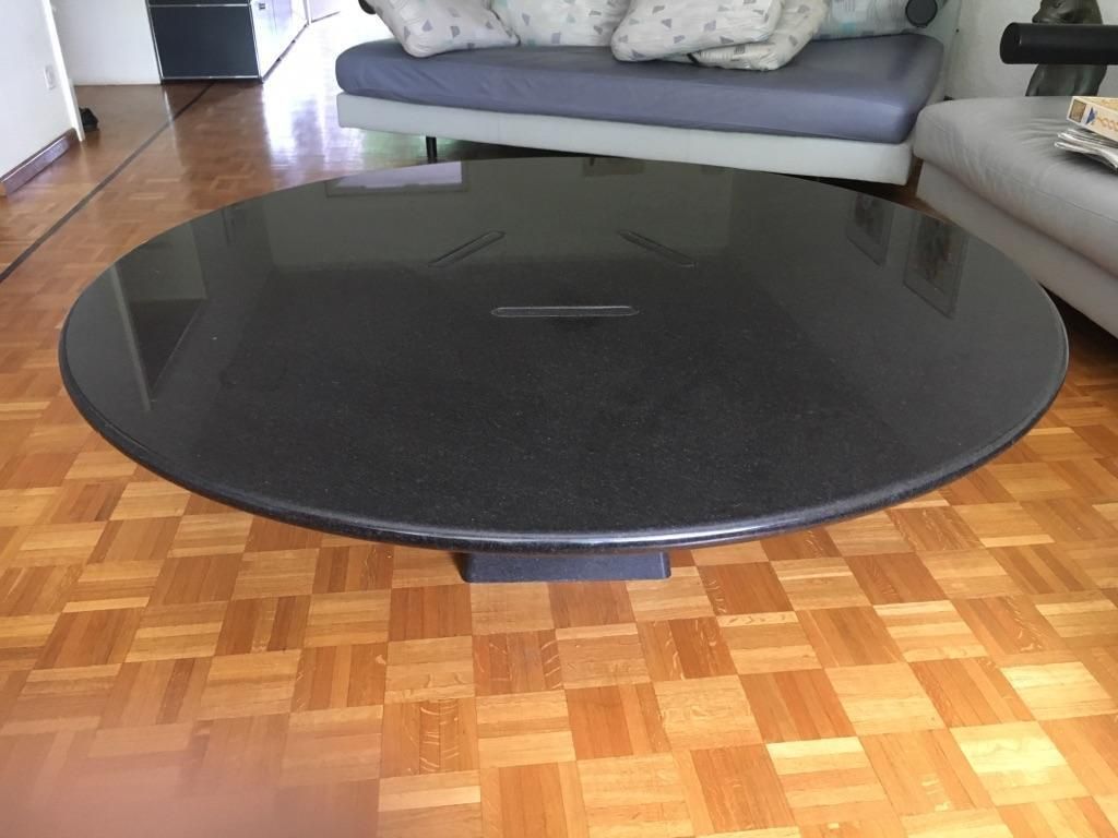 Asolo Black Granite Circular Coffee Table By Angelo Mangiarotti photo furniture