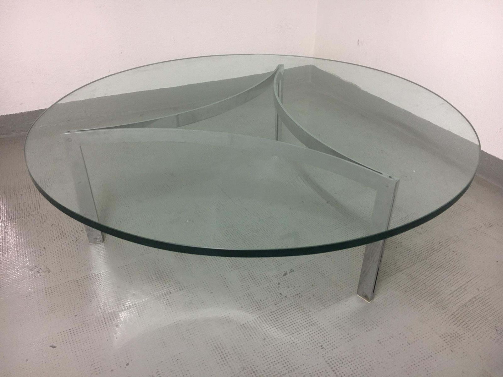 Chrome And Glass Coffee Table By Henri Ganz, Switzerland Ca. 1960s photo furniture