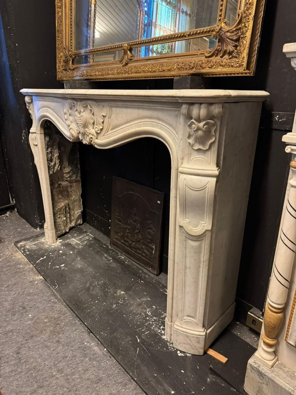 Important And Beautiful Fireplace Mantel In Carved White Carrara Marble, France photo for sale