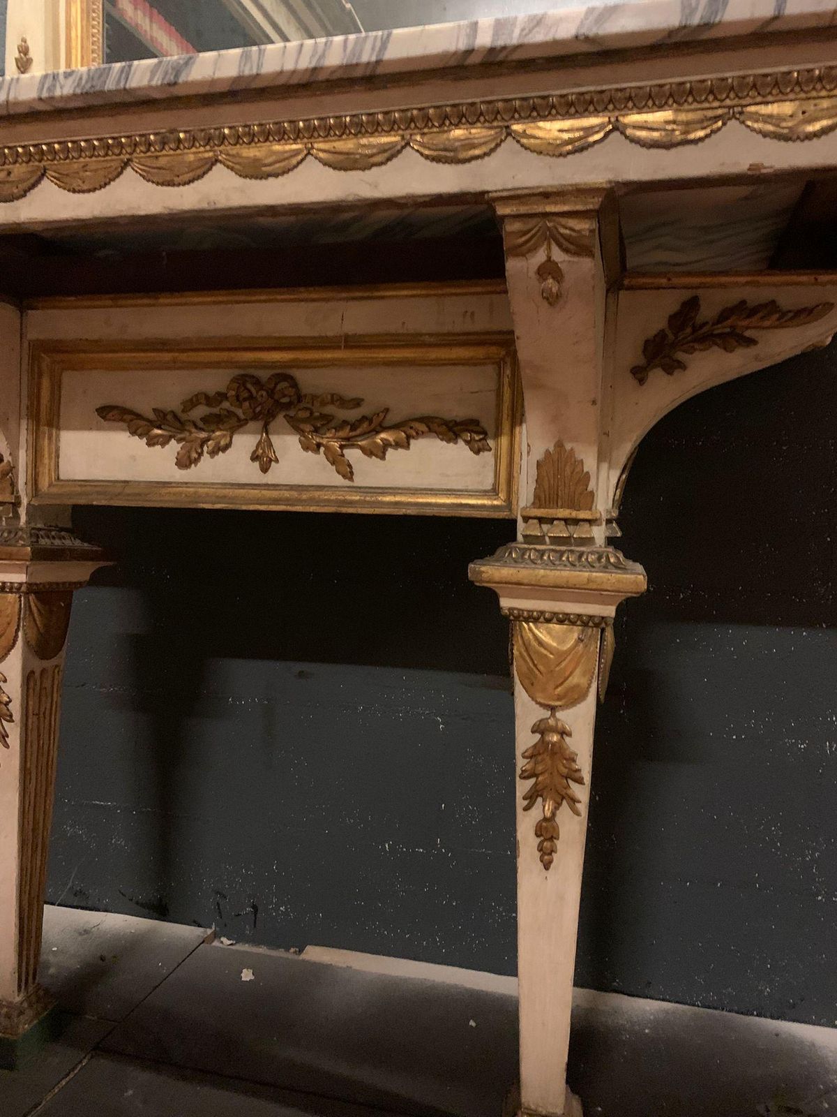 Console Table With Mirror In Neoclassical Style, Lacquered And Gilded, Italy photo 5751.0