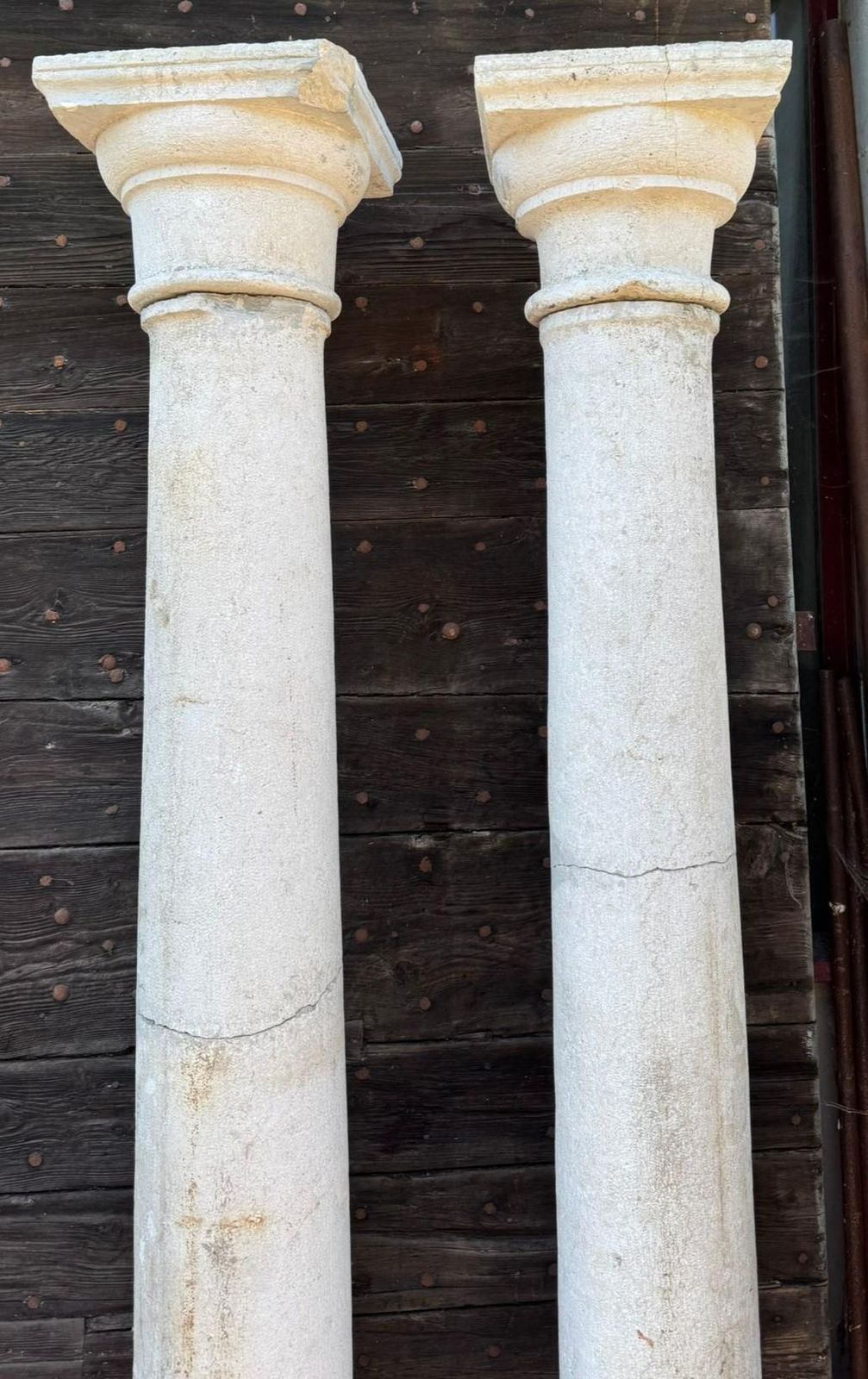 Pair Of Botticino Columns With Capitals And Base, Italy photo Home Decor